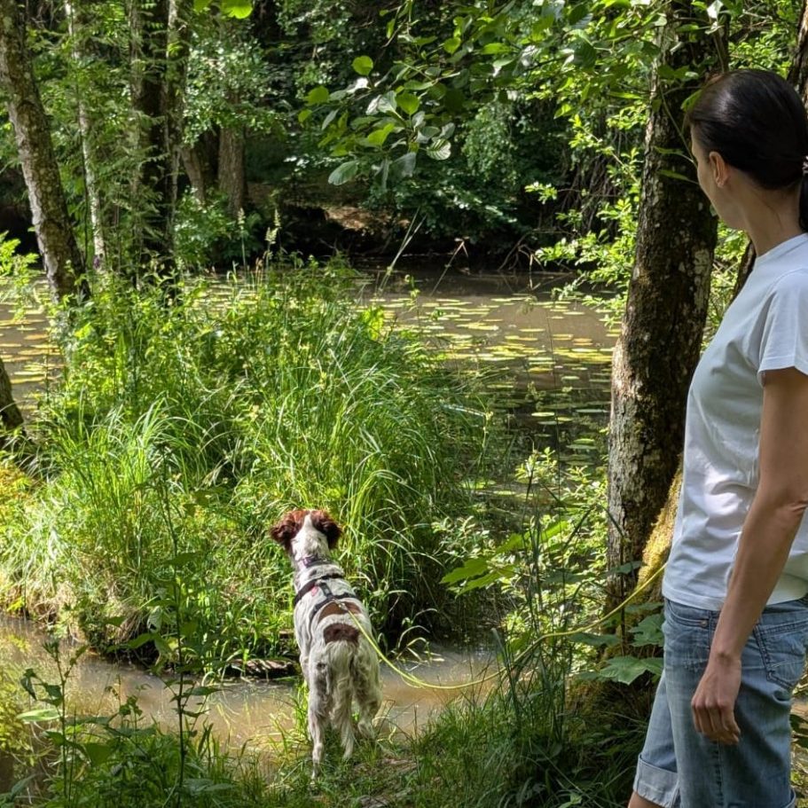 Hundetrainerin Magdalena beim Training mit Hund im Raum Freising